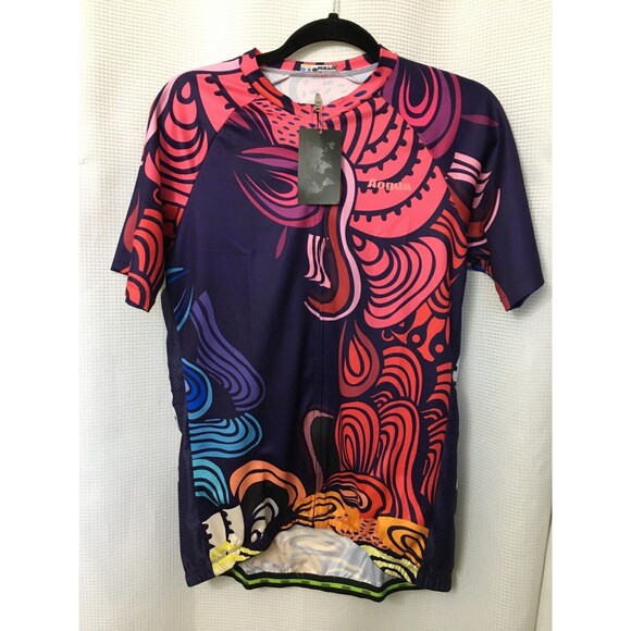 Men’s Adult AOGDA Full Zip CYCLING Short Sleeve Shirt Jersey Size L-XL Chest 42" - Picture 2 of 8